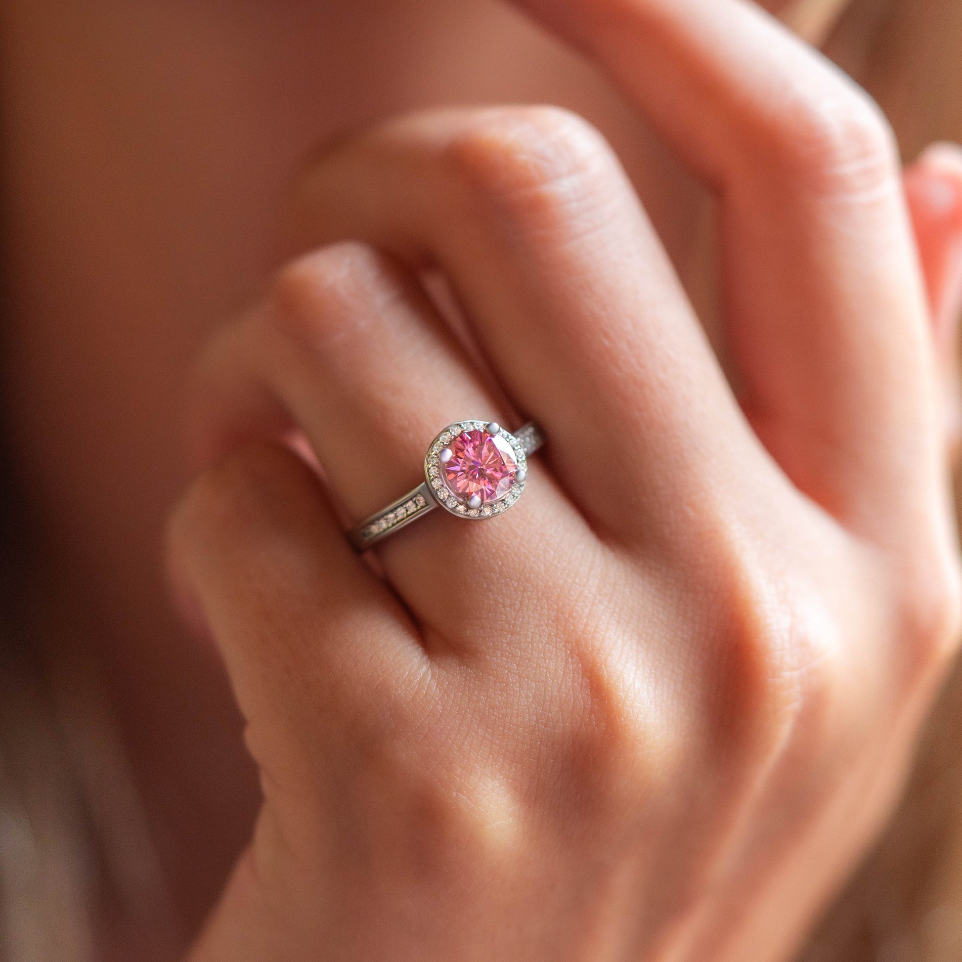 Venus 1CT  Round-Cut Pink Gemstone Ring