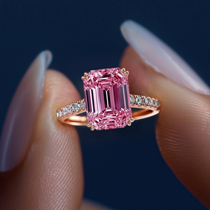 Elisa 2CT Emerald Cut Luxe Pink Gemstone Ring