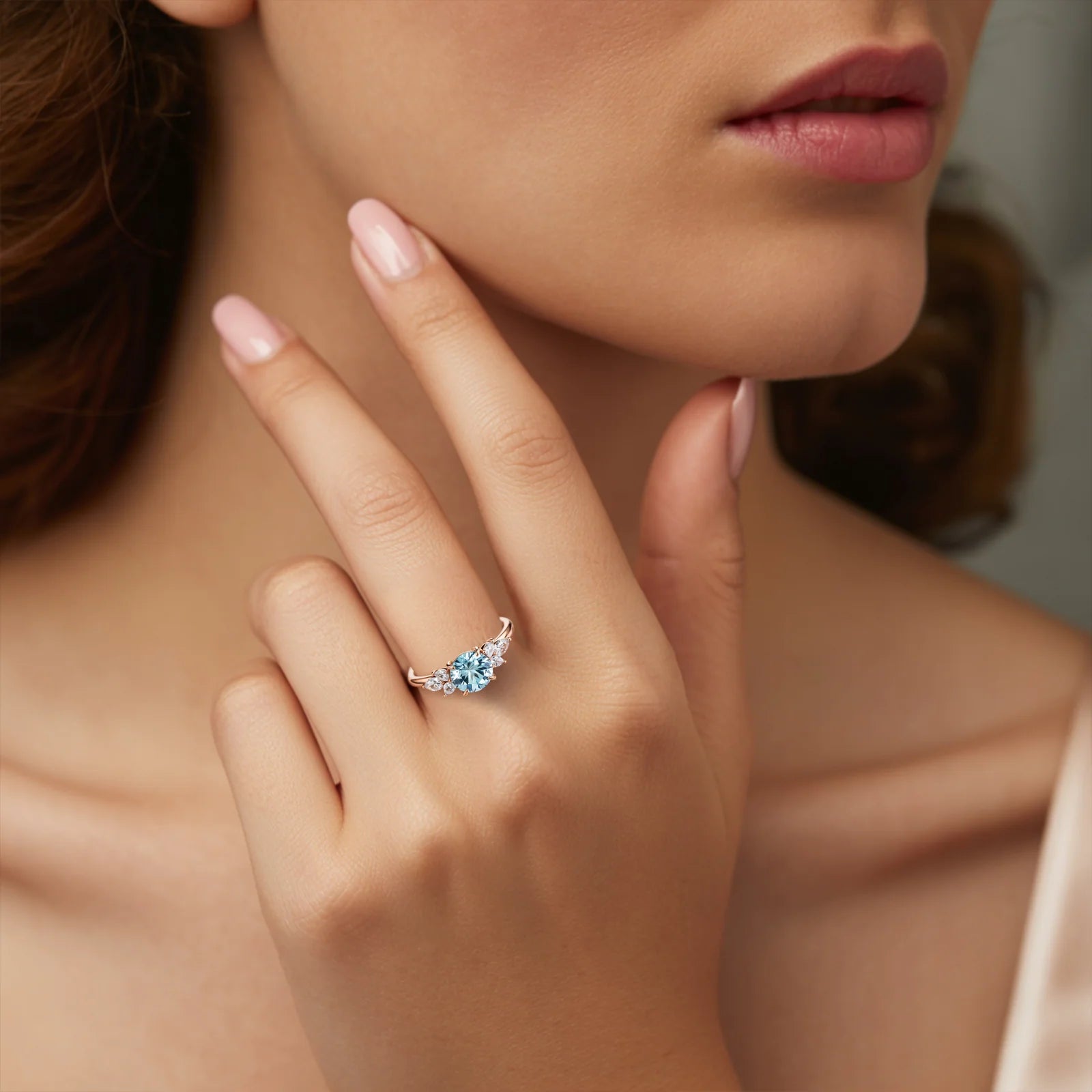 The Amaris 1CT Round Cut Royal Blue Gemstone Vine Ring