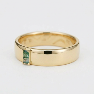 Moss Trace | Inner Engraved Moss Agate Men's Wedding Band