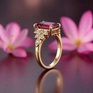 Juliet‘s Charm | 3CT Emerald Cut Pink Gemstone Ring