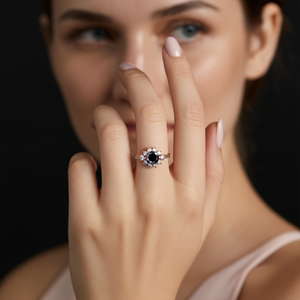 Bethany 1.5CT Round Cut Black Diamond Ring