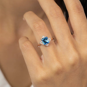 Diana's Grace | 1CT Vintage Princess Cut Blue Sapphire  Ring