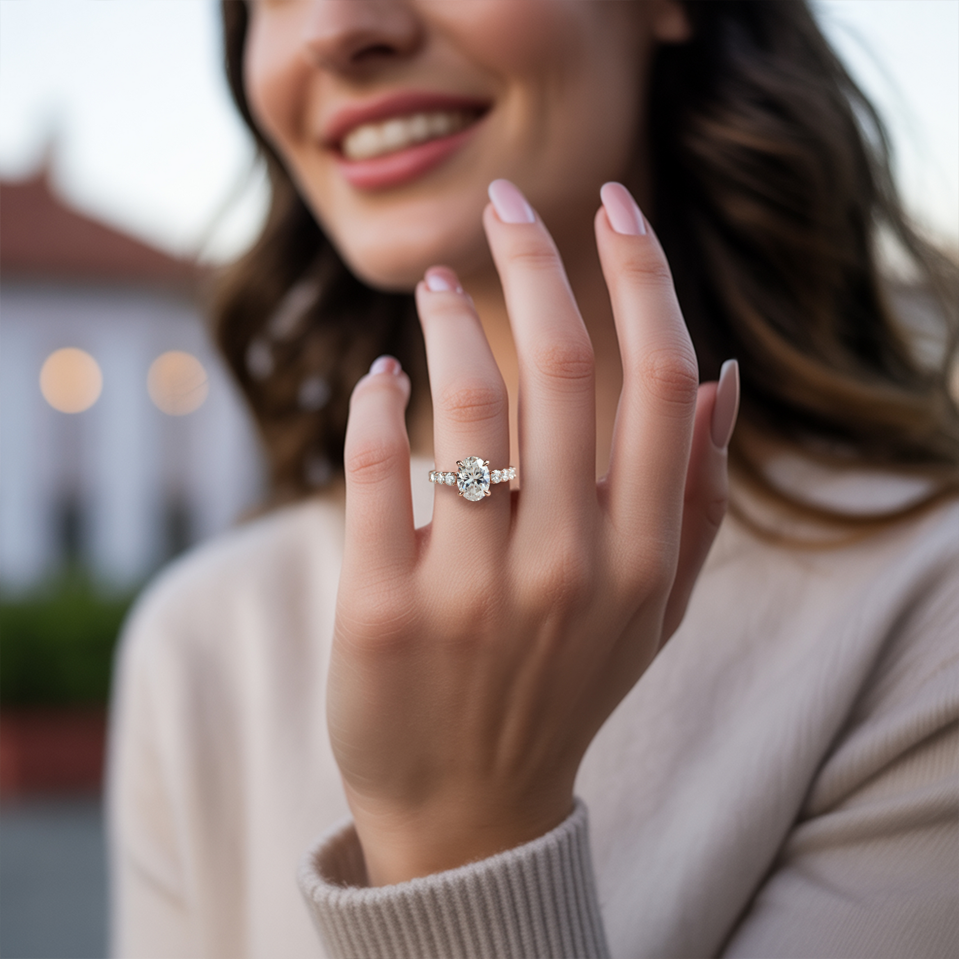 The Celestine 3CT Oval Cut Moissanite Ring