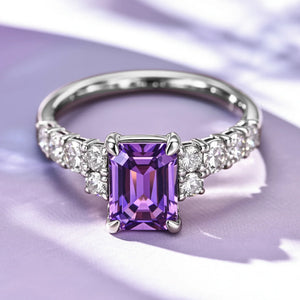 The Adelina Rae 2CT Emerald Cut Purple Gemstone Ring