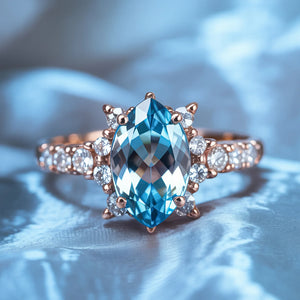The Caterina 1CT Marquise Cut Blue Gemstone Ring
