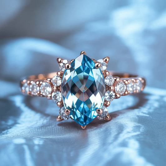 The Caterina 1CT Marquise Cut Blue Gemstone Ring
