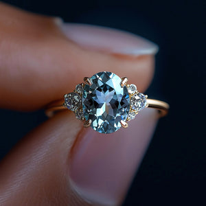 Olivia Jane 2CT Oval Cut Blue Gemstone Ring