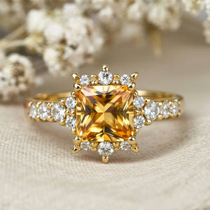 The Caterina 1CT Princess Cut Yellow Gemstone Ring