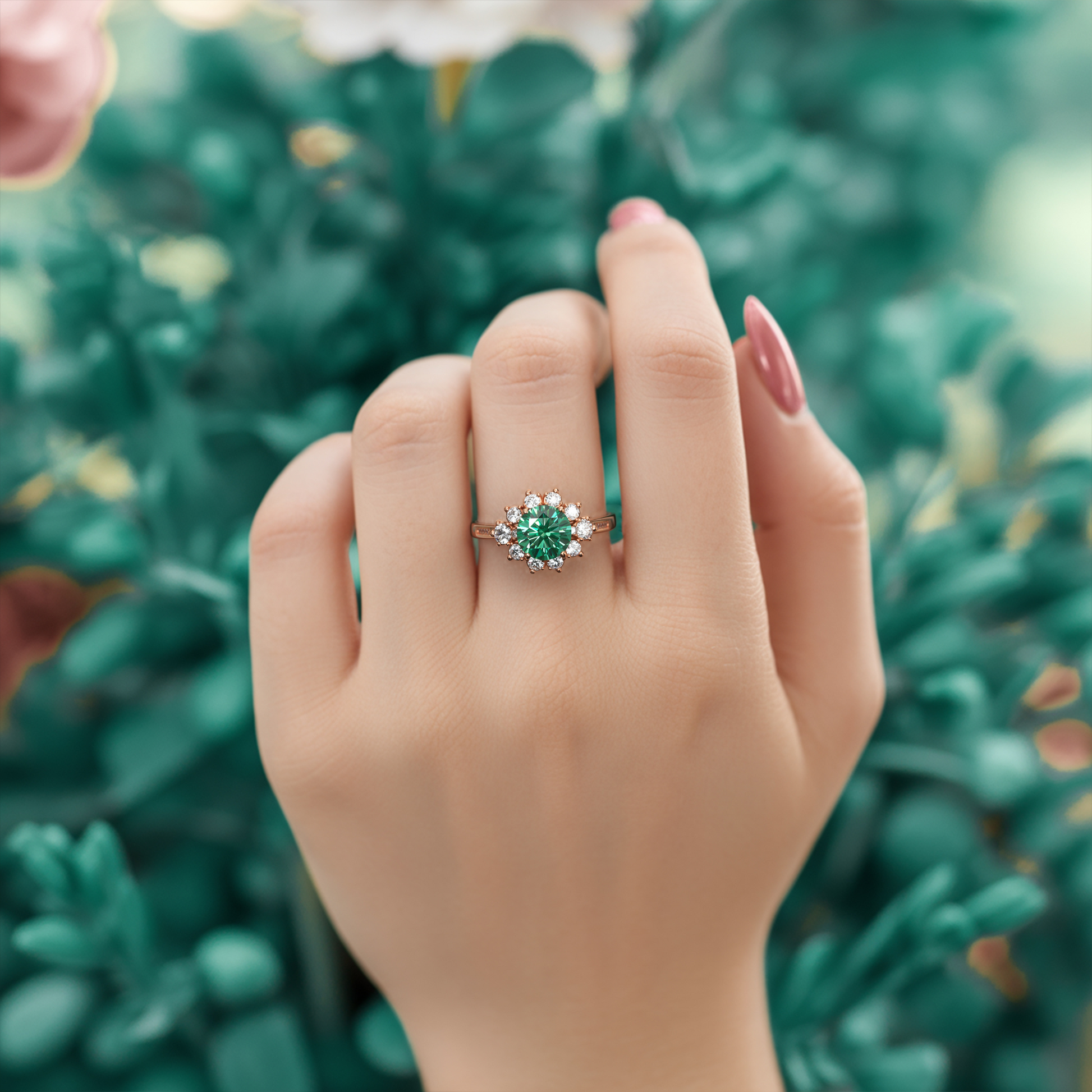 Bethany 1.5CT Round Emerald Green Gemstone Ring