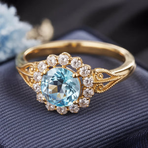 The Marinella  1CT Round-Cut Blue Gemstone Ring