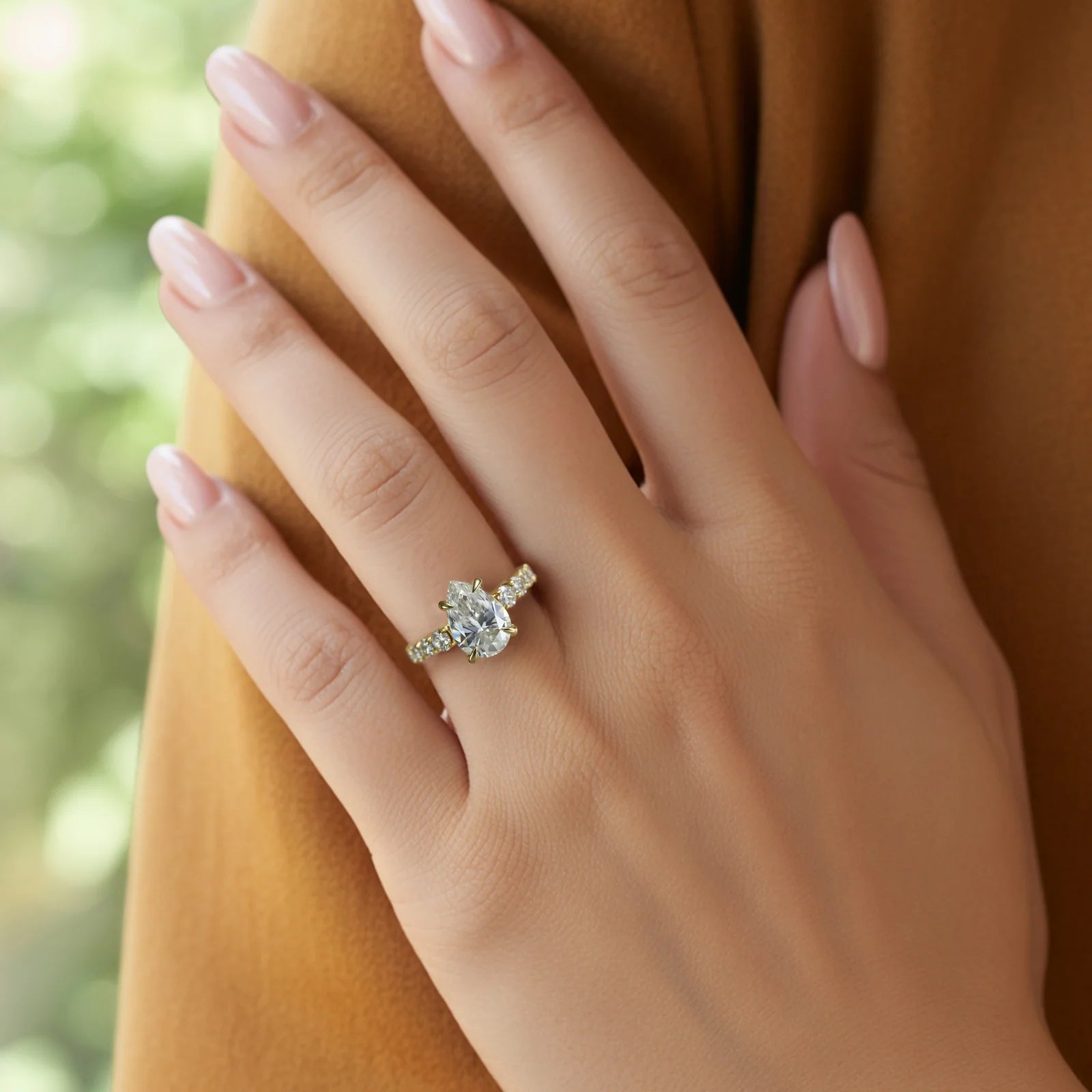 The Celestine 2CT Pear Cut Moissanite Eternity Ring
