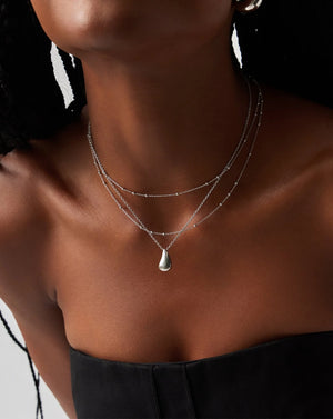 Savi Droplet Pendant & Double Necklace Set | Sterling Silver