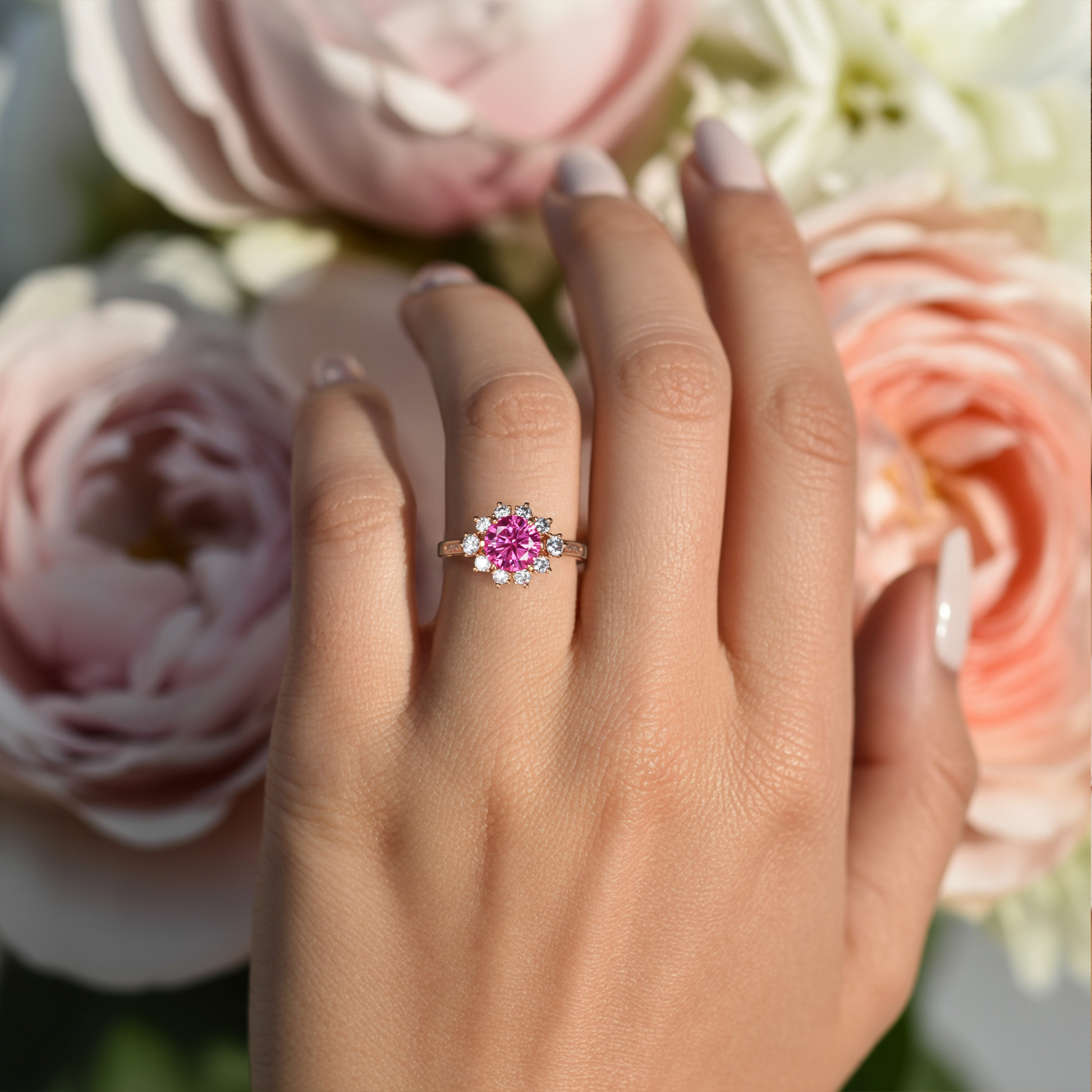 Bethany 1.5CT Round Cut Pink Gemstone Ring
