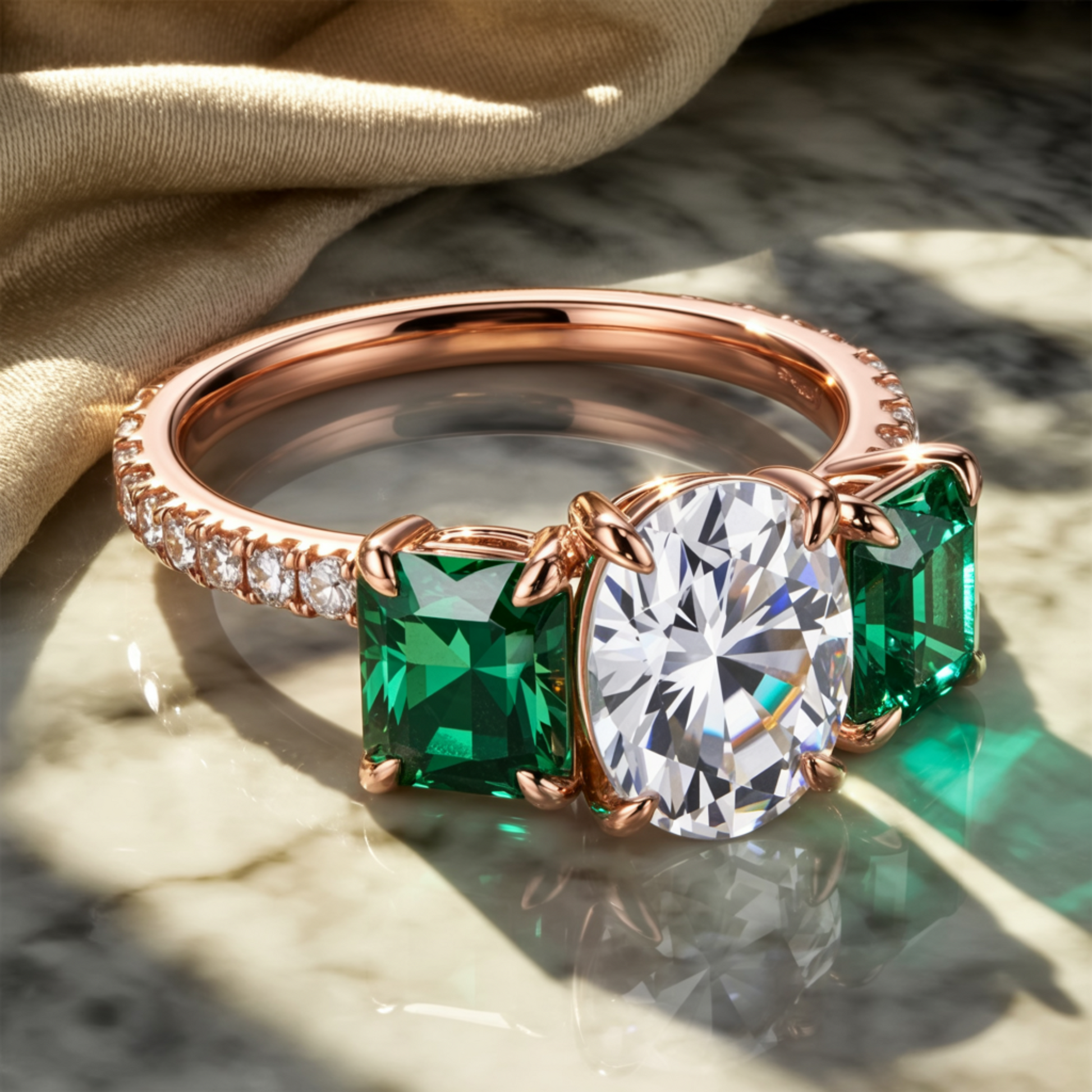 The Esmeralda 2CT Oval Cut Moissanite Ring