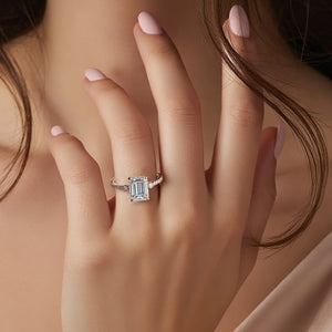 The Luna 2CT Emerald Cut Moissanite Ring