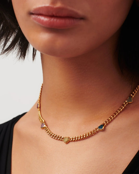 18K Gold Vermeil Jelly Heart Gemstone Charm Necklace