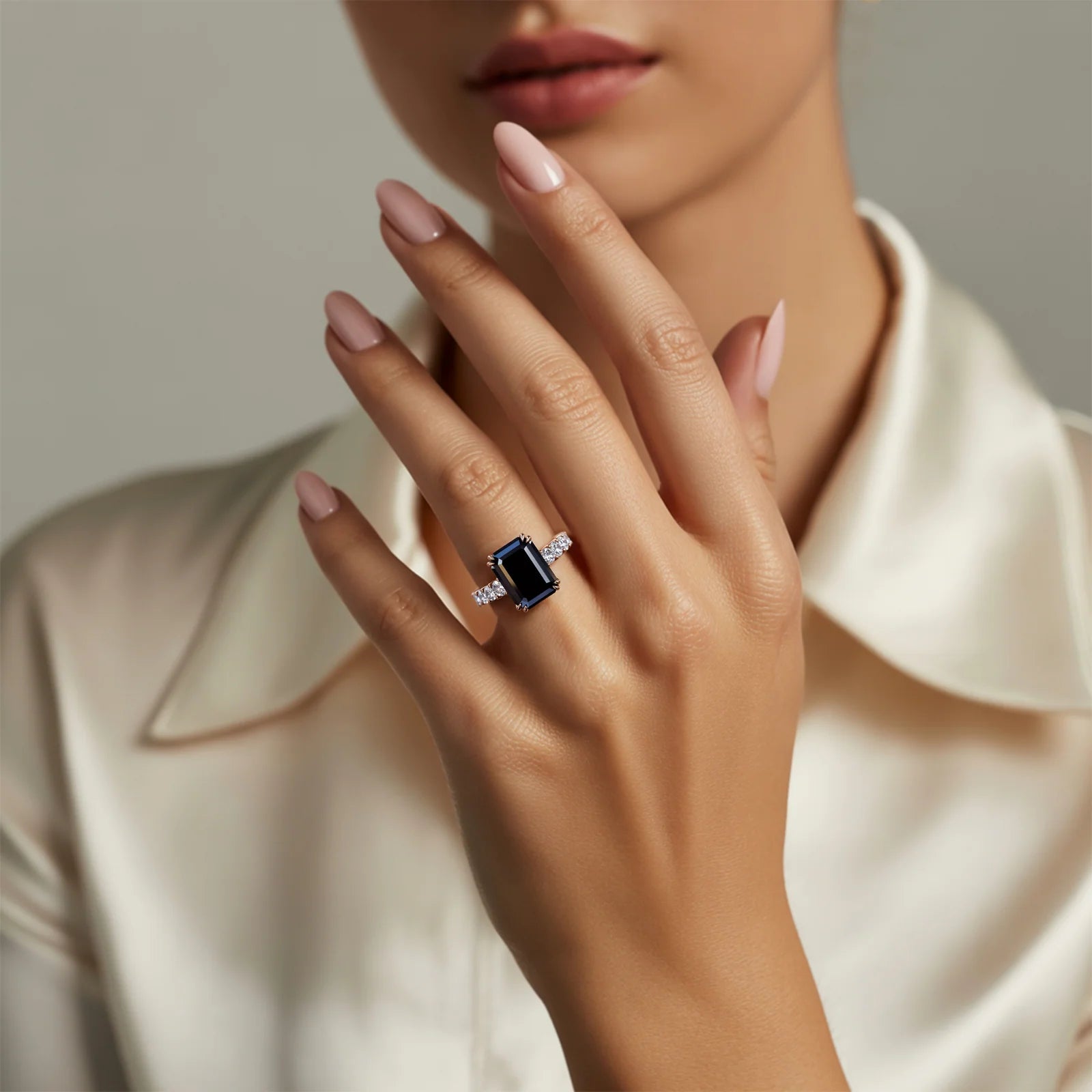 The Camilla 2CT Emerald Cut Black Gemstone Ring