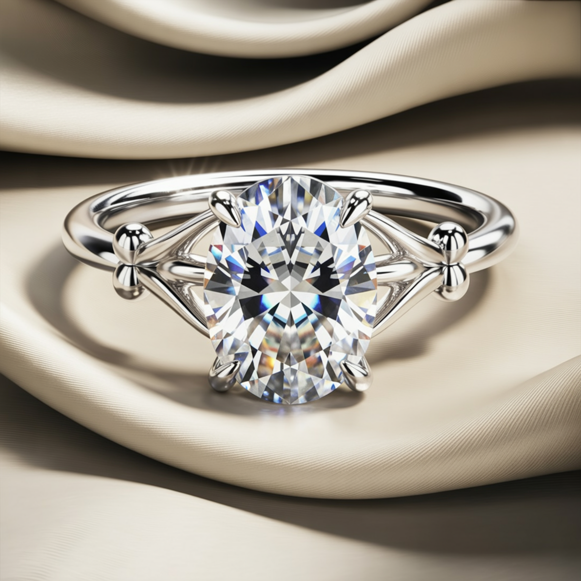 The Celeste 2CT Oval Cut Moissanite Ring