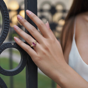 The Marcelline 2CT Emerald Cut Burgundy Gemstone Ring