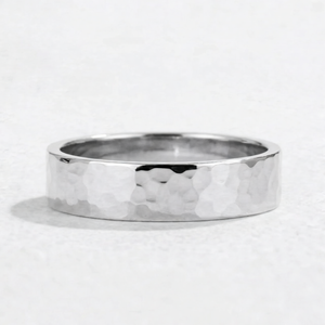 Hammered Forge | Metallic Grain Wedding Band
