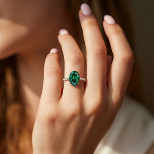The Opaline 2CT Oval Cut Green Gemstone Ring