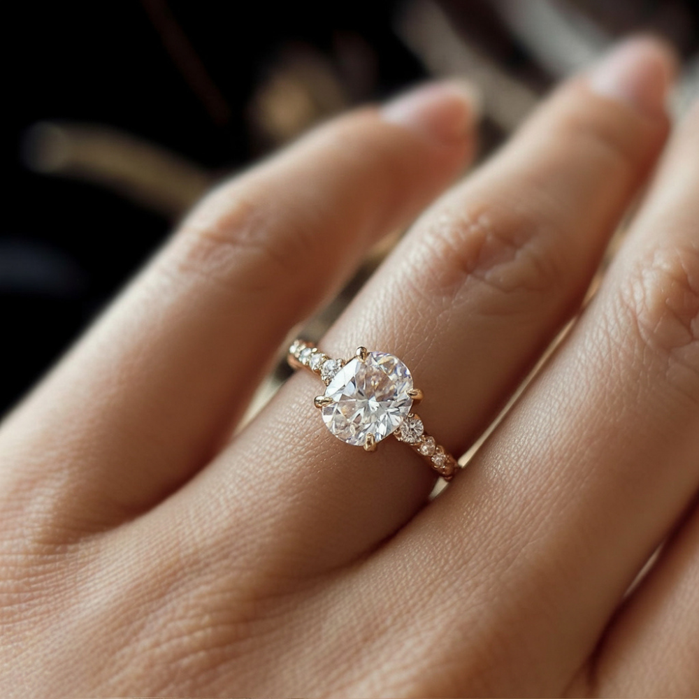 The Luna 2CT Oval Cut Moissanite Ring