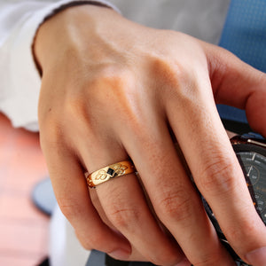 Leaf Shadow | Square Black Sapphire Men's Band