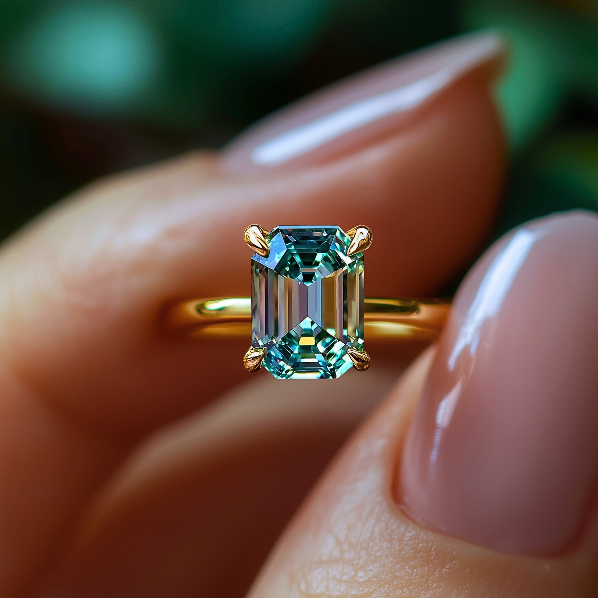 Leila 2CT Emerald Cut Green Gemstone Ring