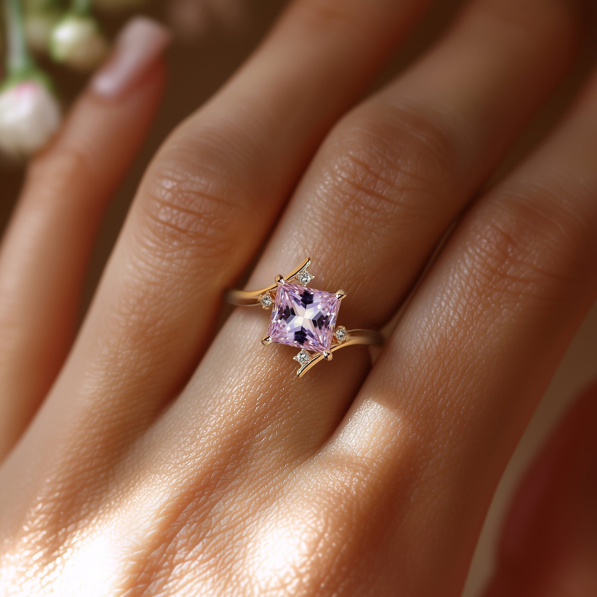 Julissa 1CT Princess-Cut Pink Gemstone Ring