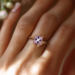 Julissa 1CT Princess-Cut Pink Gemstone Ring
