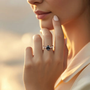 The Luna 2CT Oval-Cut Black Gemstone Ring