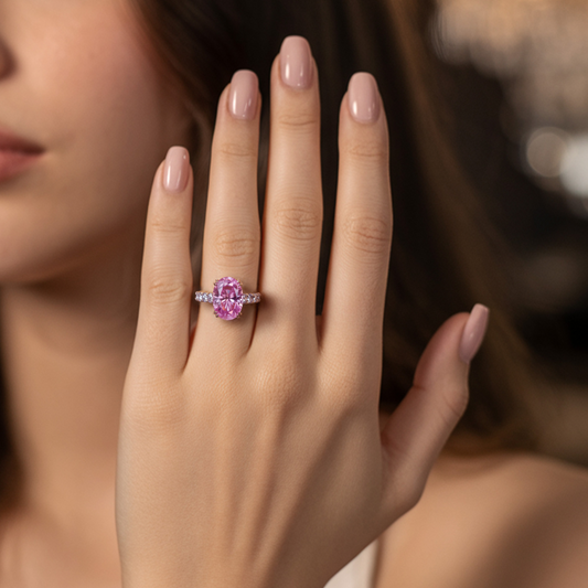 Camilla 3CT Oval-Cut  Pink Gemstone Ring