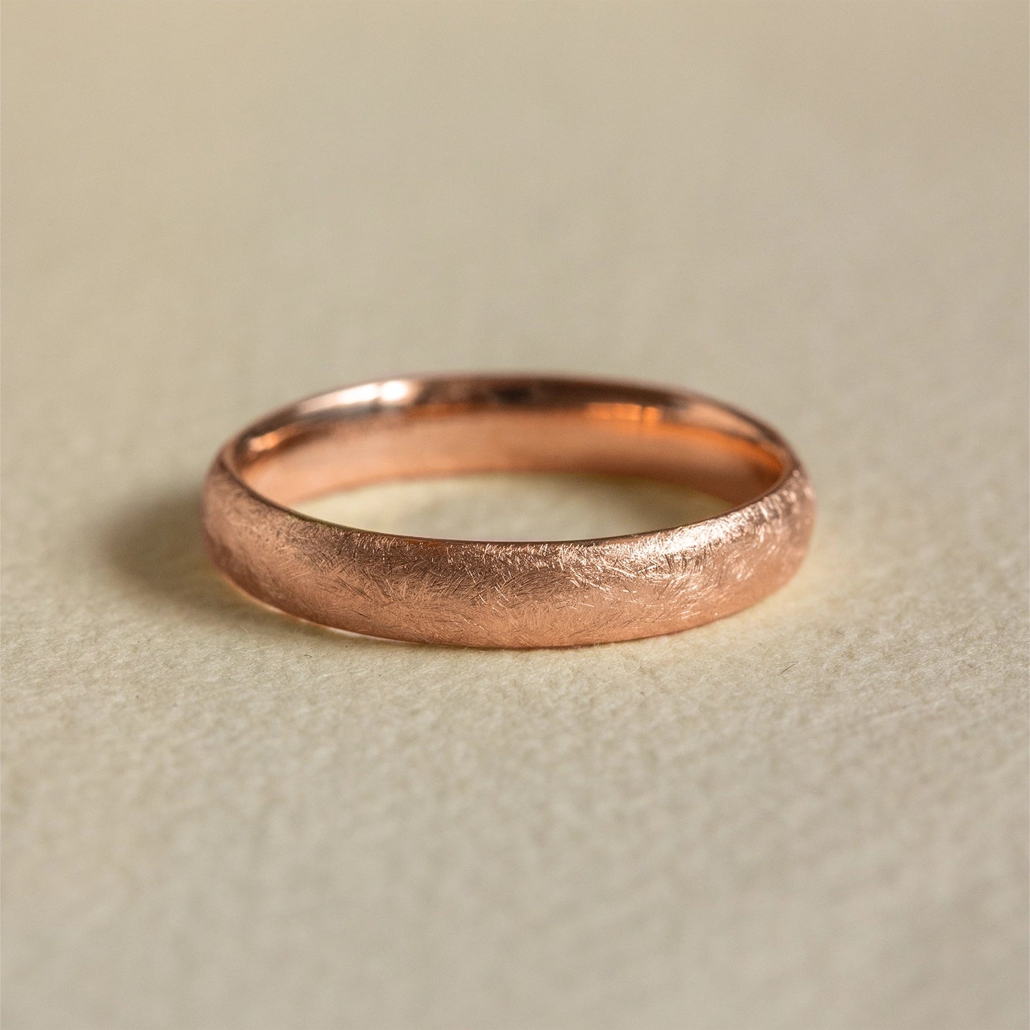 Frosted Texture Vintage Ring — 4MM Matte Gold Wedding Band