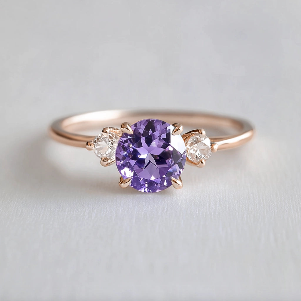 Velvet Twilight | Three-Stone Tanzanite & Moissanite Ring