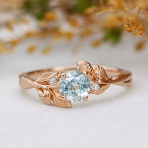 Marina's Ivy – Round Cut Aquamarine Engagement Ring