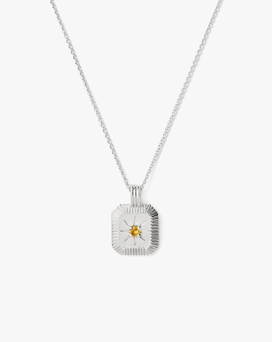 November Birthstone Pendant Necklace | Sterling Silver/Citrine