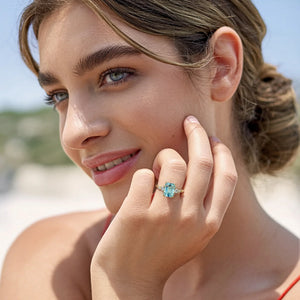 The Bella 2CT Emerald Cut Blue Gemstone Ring