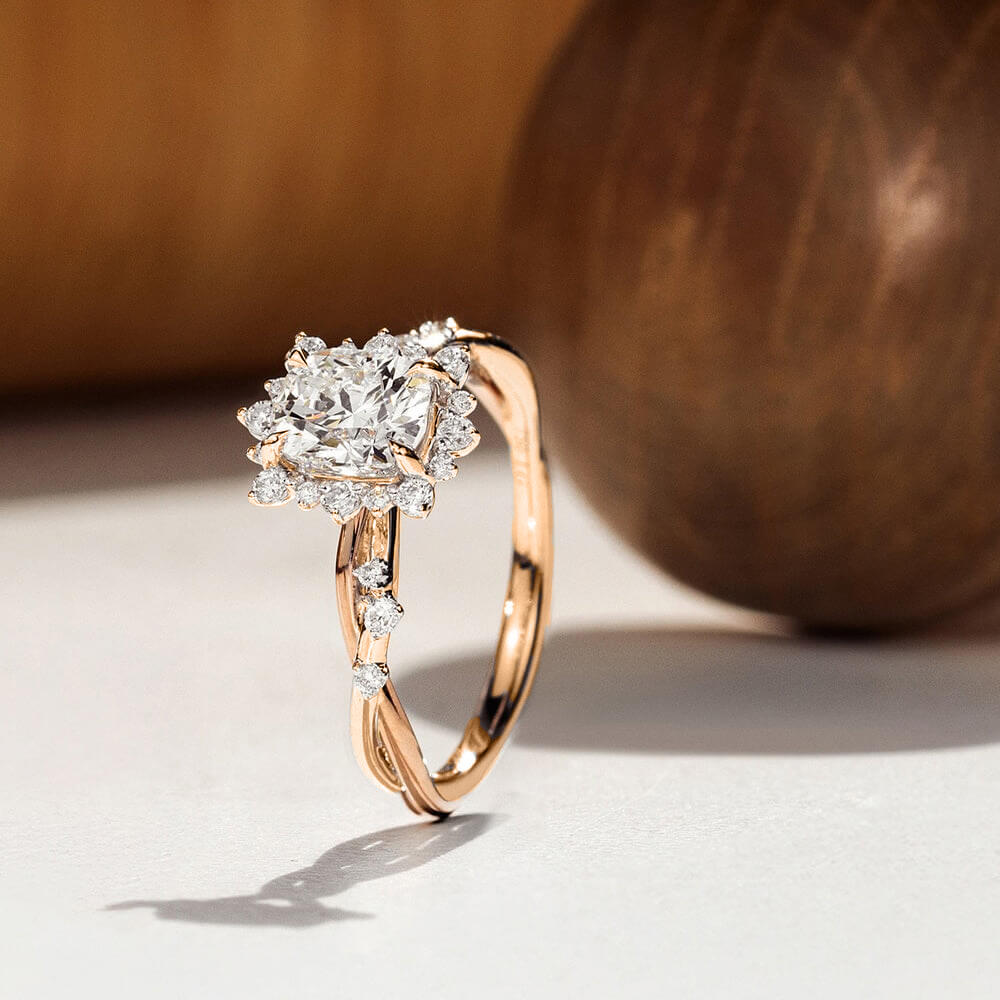 White Cushion Design 2CT Moissanite Engagement Ring