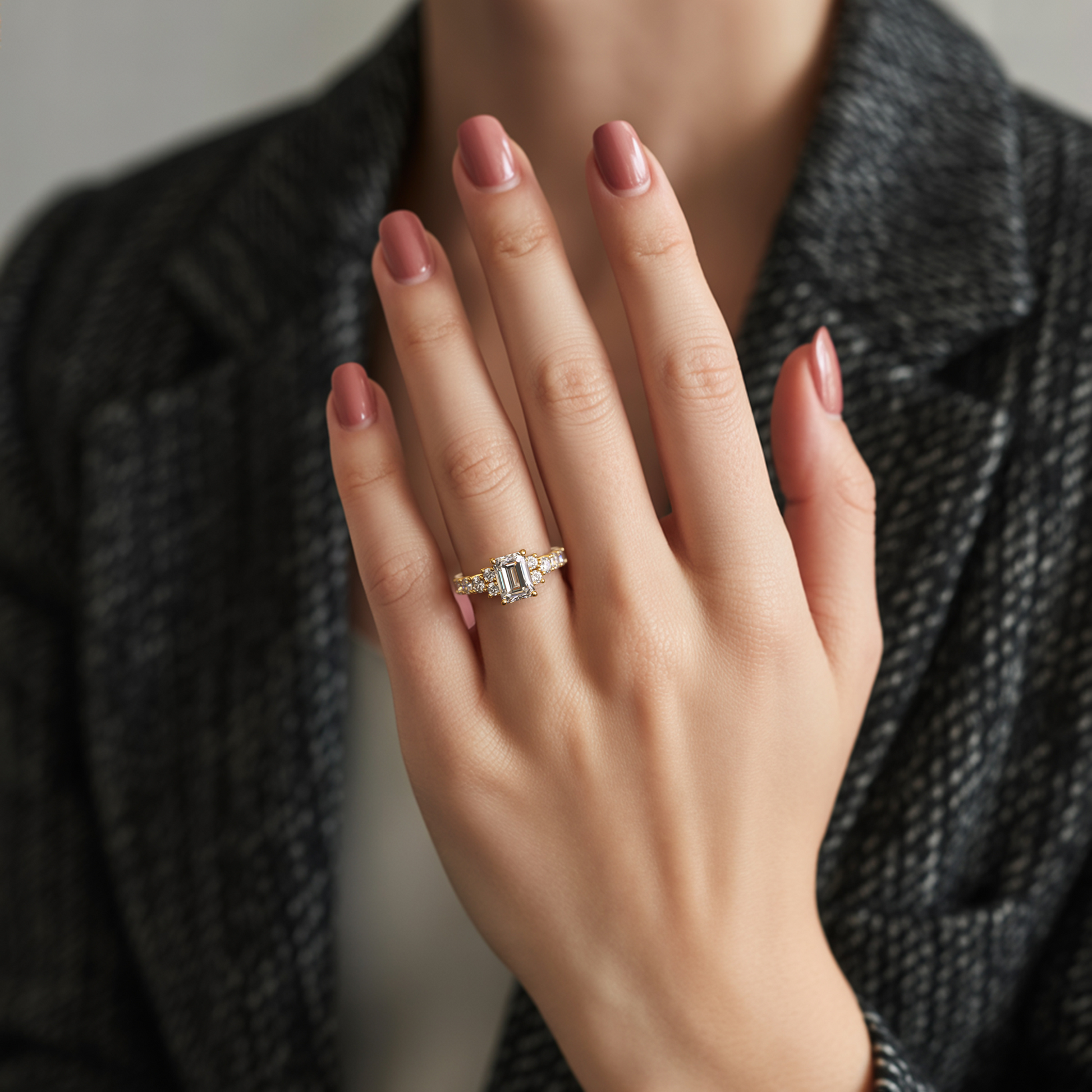 The Adelina Rae 2CT Emerald Cut Moissanite Ring