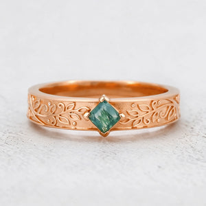 Oak Grain | Square Moss Agate Men's Band