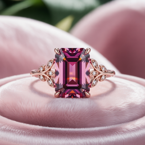 Elanora 4CT  Emerald-Cut Rose Pink Gemstone Ring