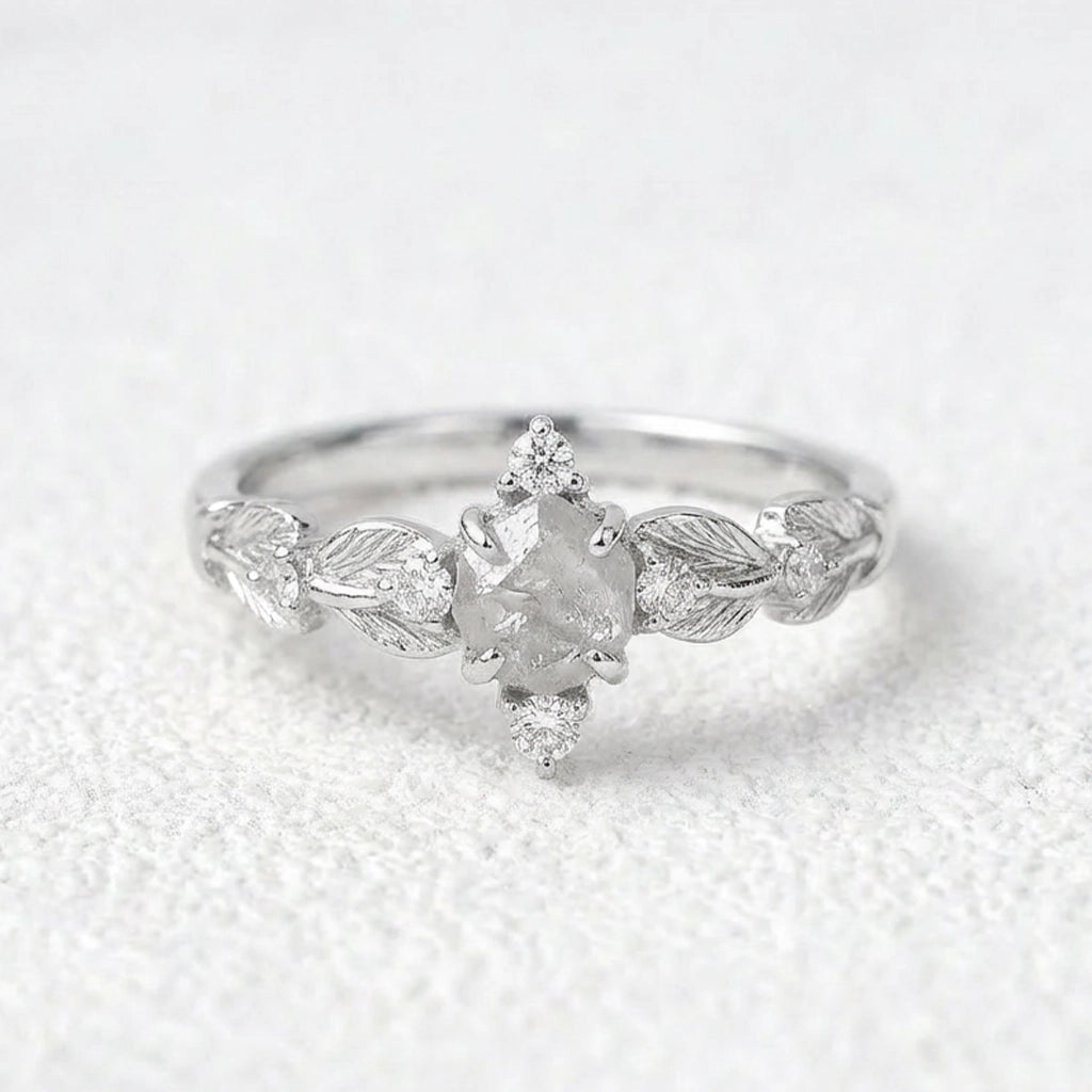 Classic Vine-Set Uncut Raw Diamond Engagement Ring