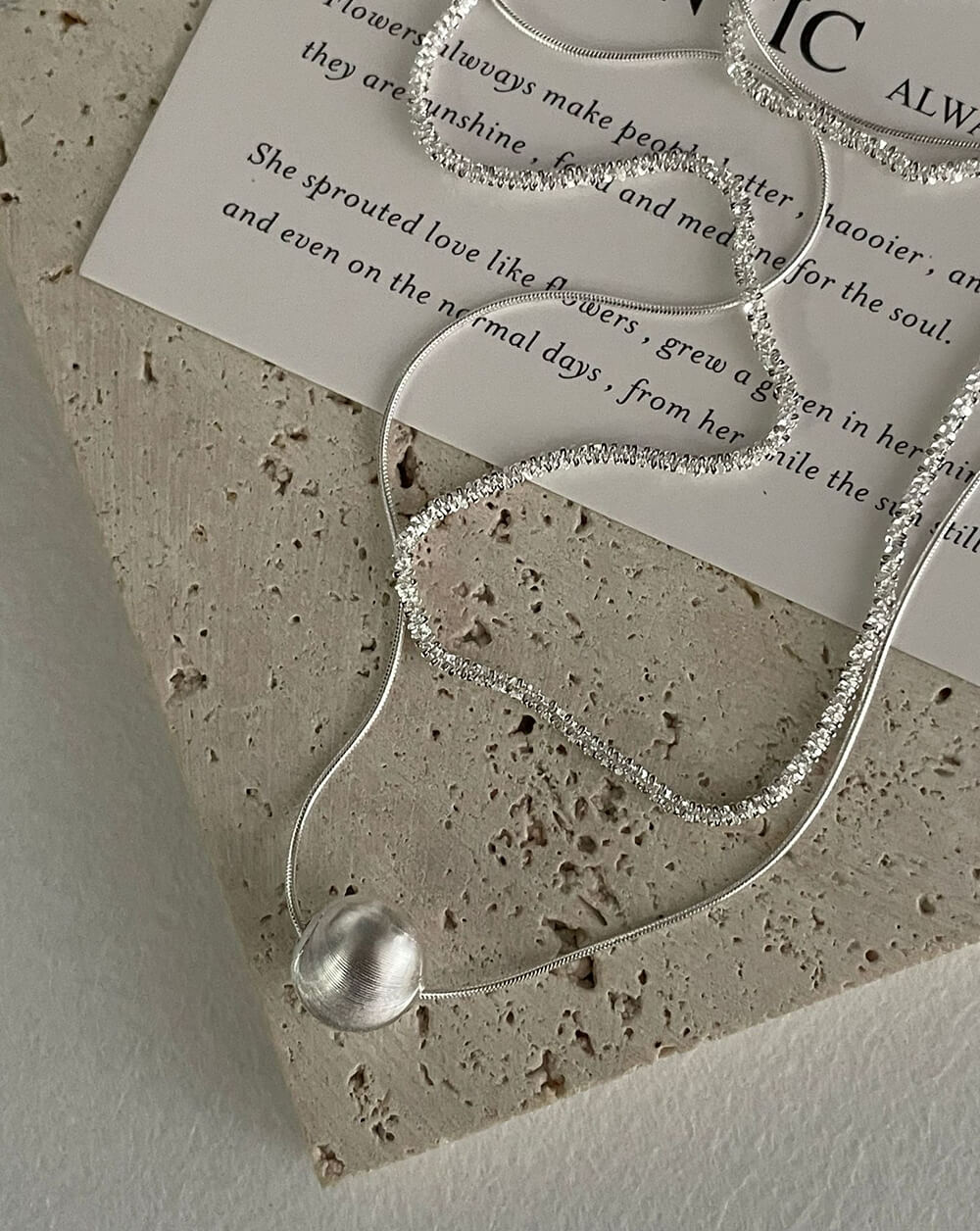 Silver Chatoyancy Ball Bead Layered Necklace