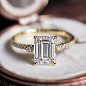 The Luna 2CT Emerald Cut Moissanite Ring