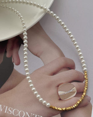 Minimal Mini Gold Beaded Pearl Choker Necklace