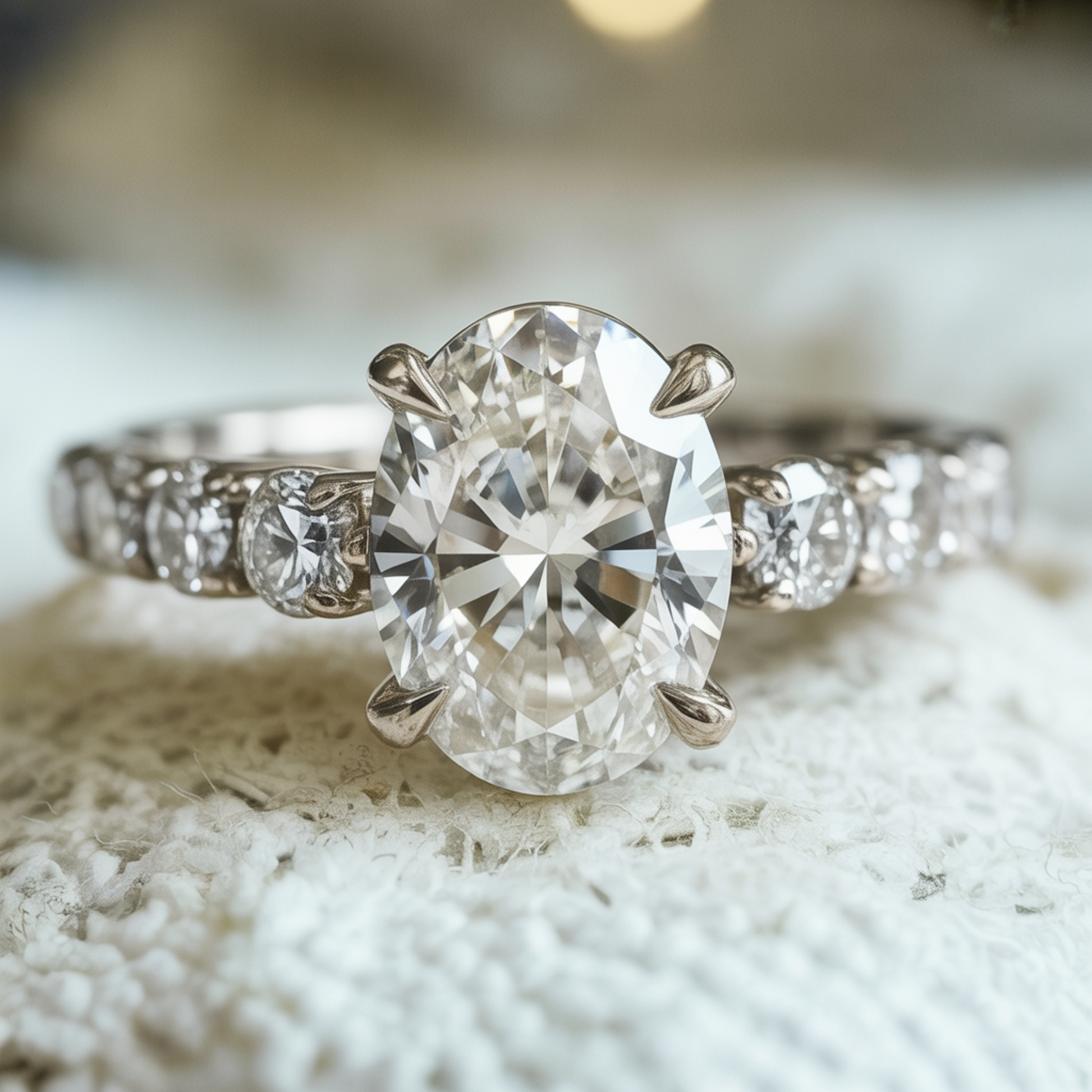 The Celestine 3CT Oval Cut Moissanite Ring