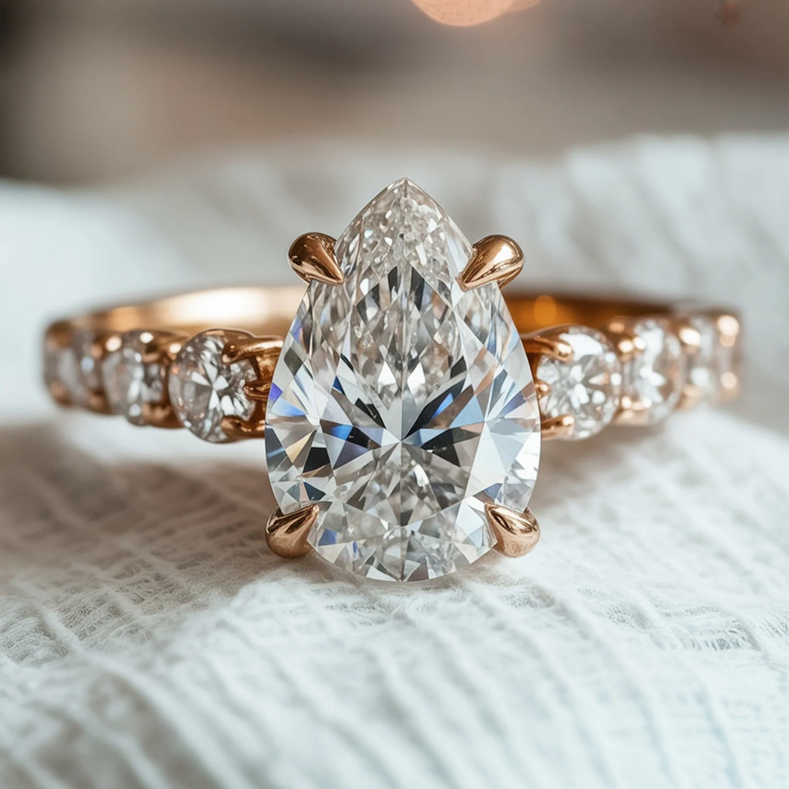The Celestine 2CT Pear Cut Moissanite Eternity Ring