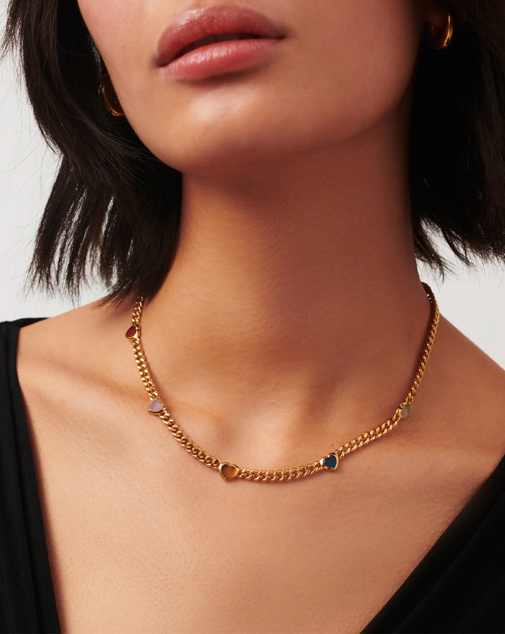 18K Gold Vermeil Jelly Heart Gemstone Charm Necklace