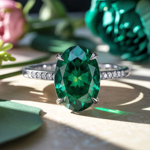 The Opaline 2CT Oval Cut Green Gemstone Ring